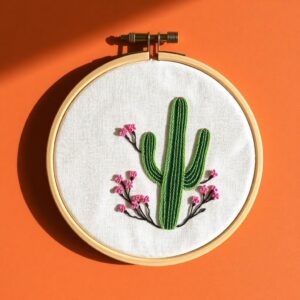 Finished Embroidery Hoop — Cactus